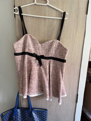 Top fiesta Zara rosa y blanco