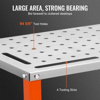 Mesa de Soldadura 91.4 cm x 45.7 cm, Capacidad de Carga de 544 kg, Mesa de Trabajo de Acero para Soldadura sobre Ruedas, Banco de Trabajo Portátil de 2 Capas con Ruedas de Frenado, 4 Ranuras para ...
