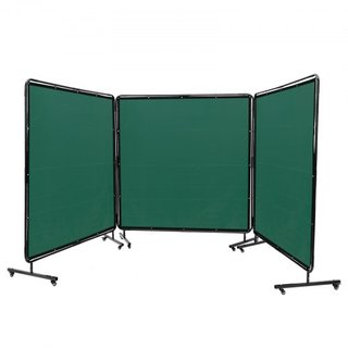 Pantalla de Soldadura con Marco, 182.9 cm x 182.9 cm Pantallas de Cortina de Soldadura de 3 Paneles, Pantalla de Protección de Soldadura de Vinilo Resistente al Fuego sobre 12 Ruedas Giratorias (6...