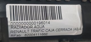 RADIADOR AGUA RENAULT TRAFIC CAJA CERRADA (AB 4.01) Doble cabina L1H1  2,9t confor