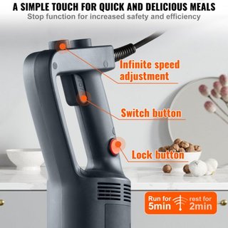 Batidora de Inmersión Comercial, Mezclador de Mano Pesado de 750 Vatios, Mezclador de Variedad de Velocidades con Cuchilla de Acero Inoxidable 304, Mezclador Portátil Multiusos para Sopa, Batido, ...