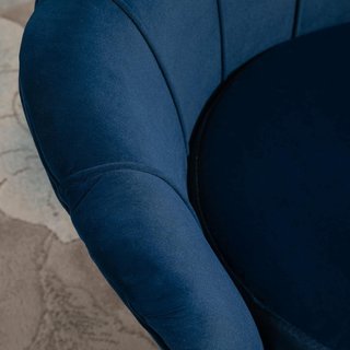 Sillón concha, sillón vintage, sillón para dormitorio y sala de estar, diseño elegante, con respaldo alto, 76X67X74Cm, azul