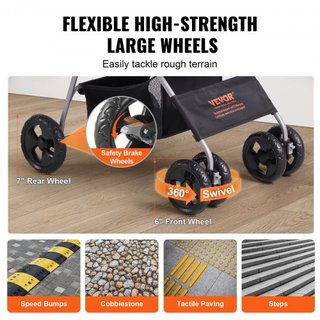 Carrito de Mascotas, Carrito para Perros de 4 Ruedas con Frenos, Capacidad de Peso de 35 lbs, Carrito para Cachorros con Transportador Desmontable, Canasta de Almacenamiento y Soporte para Tazas, ...