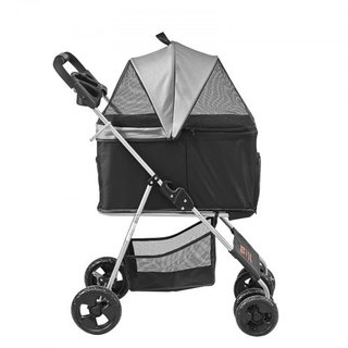 Carrito de Mascotas, Carrito para Perros de 4 Ruedas con Frenos, Capacidad de Peso de 35 lbs, Carrito para Cachorros con Transportador Desmontable, Canasta de Almacenamiento y Soporte para Tazas, ...