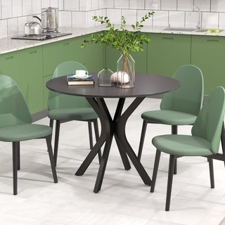 Mesa de Comedor Redonda para 4 Personas, Mesa de Cocina Moderna con Tablero de Madera, Ø100X75Cm, Negro