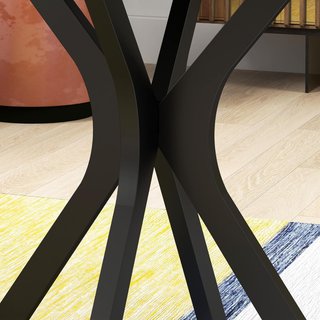 Mesa de Comedor Redonda para 4 Personas, Mesa de Cocina Moderna con Tablero de Madera, Ø100X75Cm, Negro