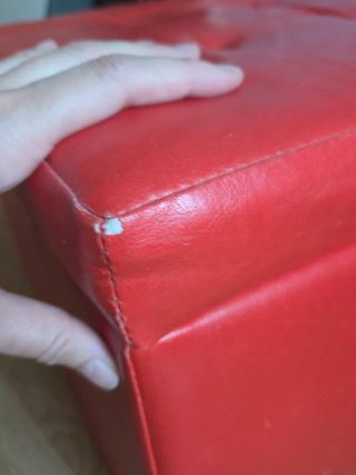 Puf baúl rojo polipiel con almacenaje 40×40