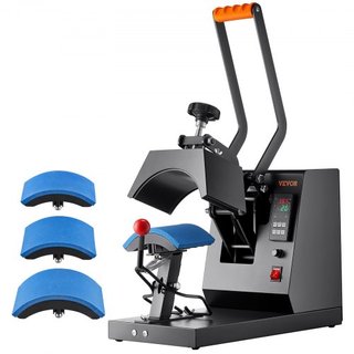 Pressa termica per cappelli, macchina per pressa termica 4 in 1, trasferimento di sublimazione Clamshell da 15,24 x 7,6 cm, controllo della temperatura e timer LCD digitale con 4 elementi riscaldanti...