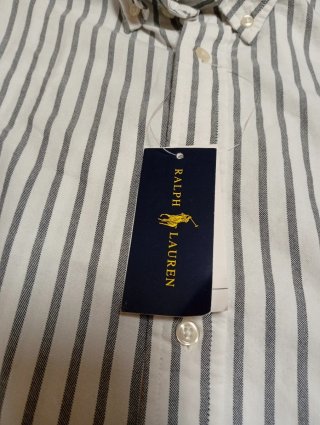 Camisa Polo Ralph Lauren Rayas Gris/Blanco