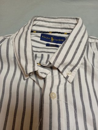 Camisa Polo Ralph Lauren Rayas Gris/Blanco