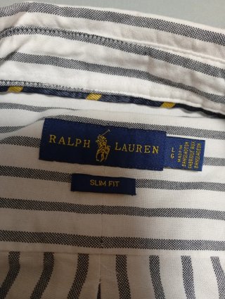 Camisa Polo Ralph Lauren Rayas Gris/Blanco