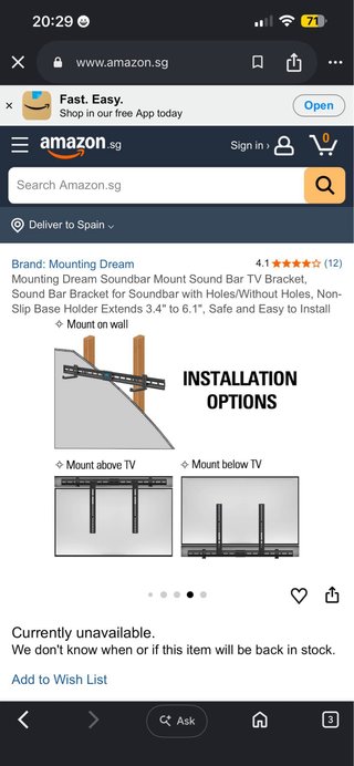 Soporte universal para barra de sonido Mounting Dr