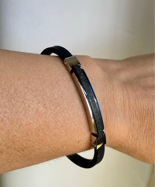 Bracciale Uomo ZL S Steel Caucciù Nero Argento