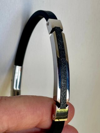 Bracciale Uomo ZL S Steel Caucciù Nero Argento