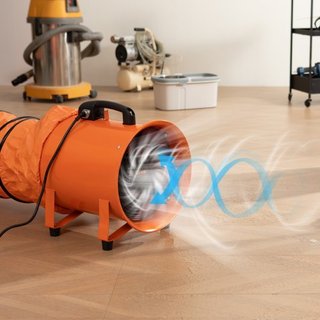 Ventilador Portátil, Ventilador Cilíndrico de 254mm de Alta Resistencia con Manguera de Conducto de 10m, Soplador de Escape Fuerte de 255W 1720CFM, Soplador Industrial Utilitario para Aspirar Polv...