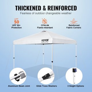 Tienda de Fiesta Plegable 304.8 x 304.8 cm con Bolsa Portátil para Camping Blanca