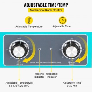 Limpiador ultrasónico de 15L, limpiador de joyas con calentador y temporizador para limpieza de joyas, control por perilla, gafas, anillos, dentaduras, instrumentos musicales