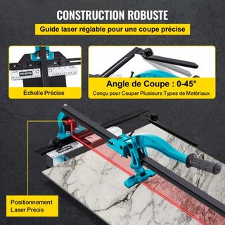 Cortadora de Azulejos de 47 Pulgadas con Riel Único y Doble Soporte, Cortadora de Azulejos Manual de 3/5 Pulgadas con Láser Preciso, Herramientas de Cortadora de Azulejos para Corte de Precisión A...