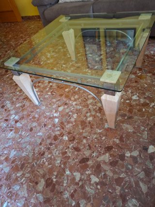 Mesa comedor cristal y 6 sillas + mesa centro