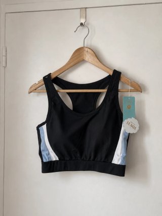 Top sportivo nero e blu Taglia L-XL nuovo