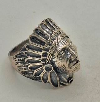Anillo Plata 925 Cabeza Indio Americano