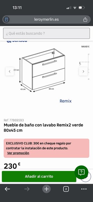 Mueble de baño (SOLO mueble + pila de lavabo)