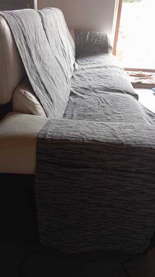 Funda sofá chaiselongue tela y piel
