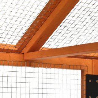 Recinto para Gallinas al Aire Libre de Madera, Jaula para Gallinas con Puertas Múltiples y Red de Metal, 140X88.5X106 Cm, Naranja