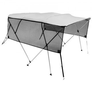 Cubierta de Barco Bimini de 4 Arcos, Paredes Laterales de Malla Desmontables, Dosel de Poliéster 600D con Marco de Aleación de Aluminio de 1", Incluye Bolsa de Almacenamiento, 2 Postes de Soporte,...