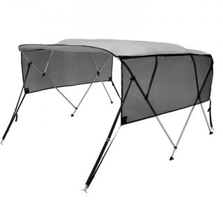 Cubierta de Barco Bimini de 4 Arcos, Paredes Laterales de Malla Desmontables, Dosel de Poliéster 600D con Marco de Aleación de Aluminio de 1", Incluye Bolsa de Almacenamiento, 2 Postes de Soporte,...