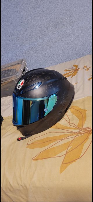 Casco AGV Negro Visera Azul