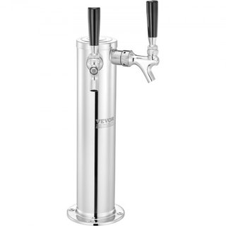 Kit de Torre de Kegerator, Kit de Conversión de Cerveza de Doble Grifo, Dispensador de Torre de Cerveza de Acero Inoxidable con Regulador de Doble Medida W21.8 y Acoplador de Barril de Sistema A, ...