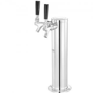 Kit de Torre de Kegerator, Kit de Conversión de Cerveza de Doble Grifo, Dispensador de Torre de Cerveza de Acero Inoxidable con Regulador de Doble Medida W21.8 y Acoplador de Barril de Sistema A, ...