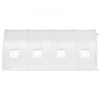 Invernadero de túnel portátil, 457.2 x 198.12 x 213.4 cm Casa caliente para plantas con arcos de acero galvanizado, 1 viga superior, 2 postes diagonales, 2 puertas con cremallera y 8 ventanas enro...