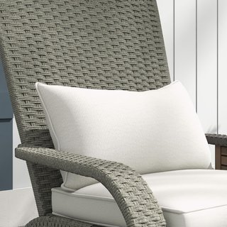 Silla De Jardín Con Reposapiés, Brazos Y Cojines Acolchados, Silla Adirondack De Ratán Y Acero, 64X82X89 Cm, Gris Y Blanco Crema