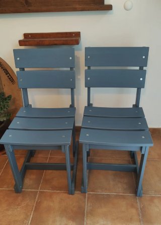 Pareja de Sillas IKEA azules. Estilo marinero.