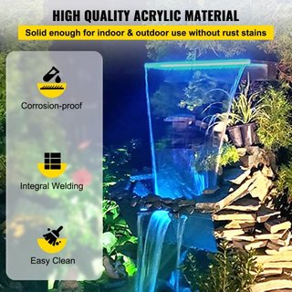Desagüe de Fuente 36.2x3.2x8.1 Pulgadas, Fuente de Cascada para Piscina 17 Colores LED, Kit de Cascada para Piscina con Control Remoto, Desagüe de Piscina de Acrílico Sólido para Jardín, Estanque,...