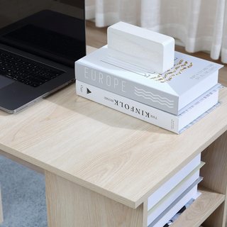 Scrivania porta PC con 3 cassetti e 3 ripiani, scrivania per camera e ufficio in legno 120x49x72 cm