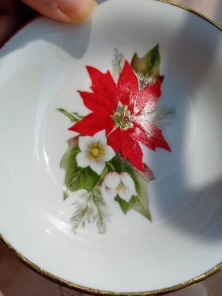 Ciotolina decorata con fiori rossi e bianchi