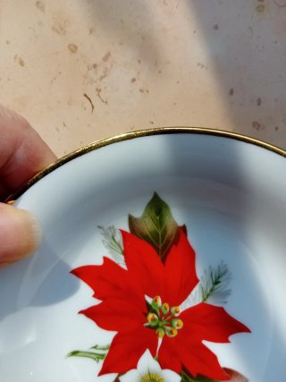 Ciotolina decorata con fiori rossi e bianchi