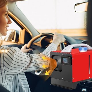NUEVO Calentador de Aire Diesel, Calentador de Estacionamiento de 5KW 12V, Calentador de Mini Camión, Con Agujero de Salida Única, con LCD Negro, Control Remoto, Calentador Diesel de Calentamiento...