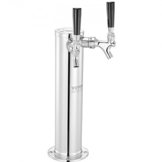 Kit de Torre de Kegerator, Kit de Conversión de Cerveza de Doble Grifo, Dispensador de Torre de Cerveza de Acero Inoxidable con Regulador de Doble Medida W21.8 y Acoplador de Barril S-System para ...