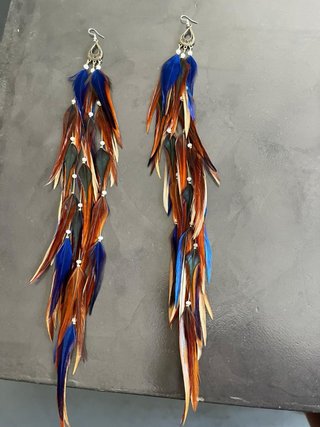 Brincos Pluma Plumeangel Azul e Roxo