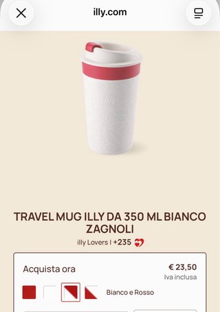 Taza de viaje illy por Zagnoli - nunca usada