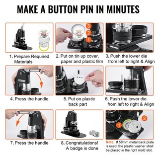Máquina de Hacer Botones, Kit de Prensa de Insignias de Múltiples Tamaños de 1.25+2.25 Pulgadas, Regalos DIY para Niños, Suministros para Hacer Botones con 500 Piezas de Botones y Cortador Circula...