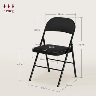 Juego de 6 Sillas Plegables en Efecto Lino con Asiento Acolchado, Sillas Plegables Compactas Portátiles de Acero, Silla Plegable para Interior para Casa, Oficina, Cocina, Eventos, Negro