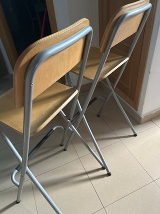 Banqueta alta Ikea roble y acero Las 2 por 30€