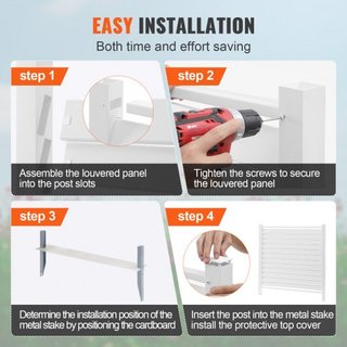 Paneles de Cerca de Privacidad de Vinilo de 48" W x 48" H, Cerca para Aire Acondicionado, Pantallas de Privacidad para Botes de Basura, Enclosure de Equipos de Piscina, Kit de Pantallas de Privaci...