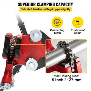Torno de Cadena Tripode | Capacidad de Tubería de 1/8"-5" | Longitud de 92.5 cm | Piernas de Acero Plegables y Portátiles | Agarre, Soporte y Doblado de Tuberías | Ideal para Uso en Fábrica, Talle...