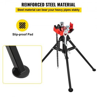 Torno de Cadena Tripode | Capacidad de Tubería de 1/8"-5" | Longitud de 92.5 cm | Piernas de Acero Plegables y Portátiles | Agarre, Soporte y Doblado de Tuberías | Ideal para Uso en Fábrica, Talle...